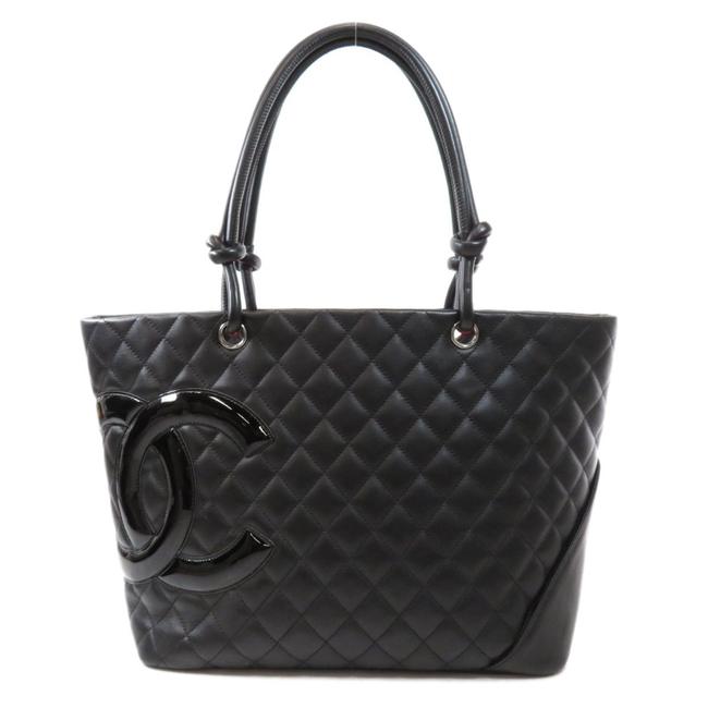 Chanel Coco Mark Lambskin Ladies Black Cambon Ligne Tote