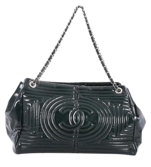 Chanel Coco Ming Chain Quilted Medium Green Pvc Tote