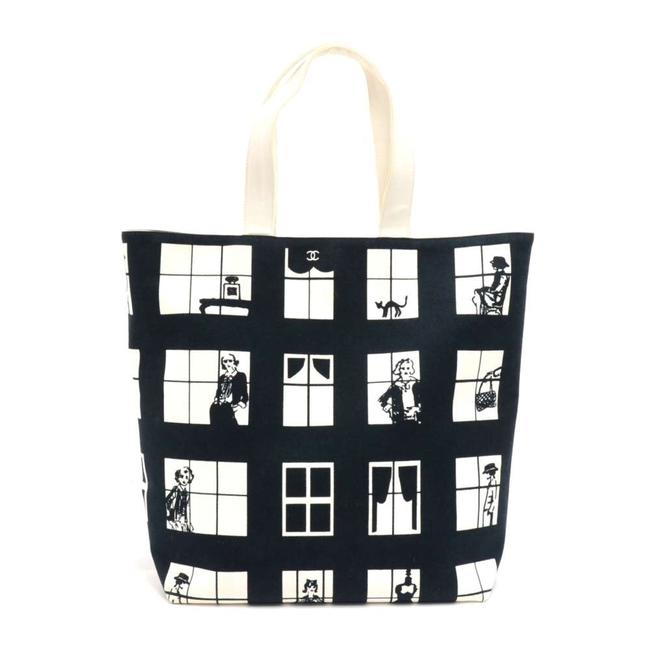 Chanel Bag Coco Window &amp; White Black Canvas Tote