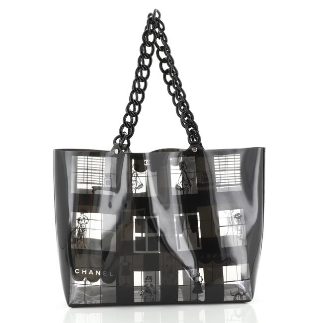 Chanel Coco Window Printed Large Black Vinyl Tote