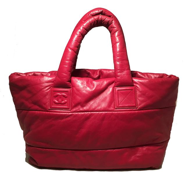 Chanel Bag Cocoon And Navy Puffy Red Leather Tote