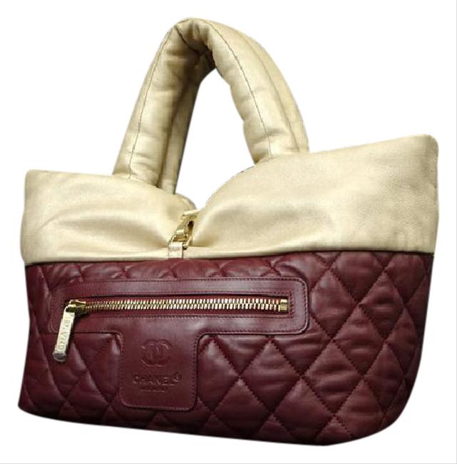 Chanel Cocoon Bicolor Jumbo Quilted Classic 215470 Burgundy Leather Tote