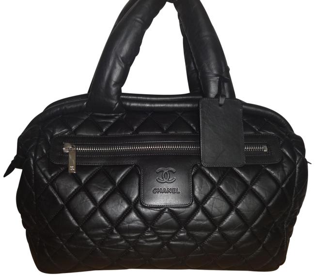 Chanel Cocoon Coco Bowler Large Black Leather Tote