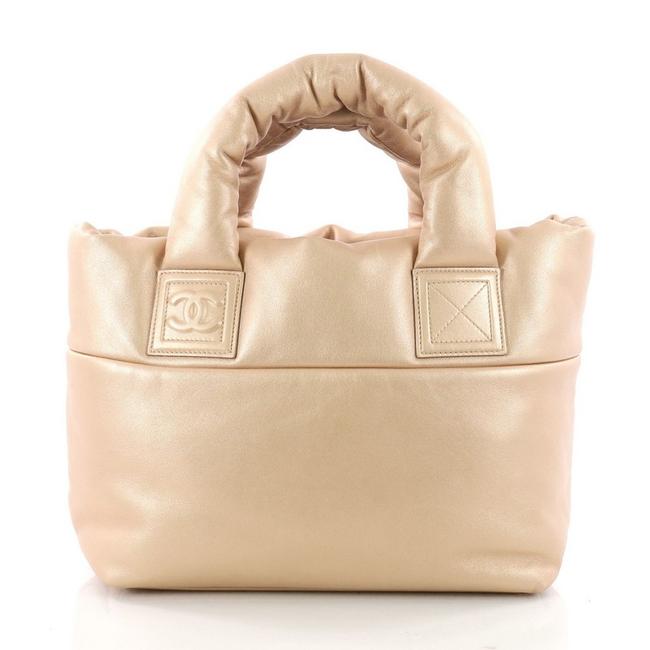 Chanel Reversible Cocoon Coco Quilted Small Gold tone Lambskin Leather Tote