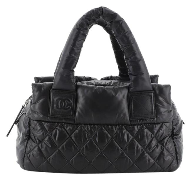 Chanel Cocoon Coco Zipped Quilted Medium Black Nylon Tote