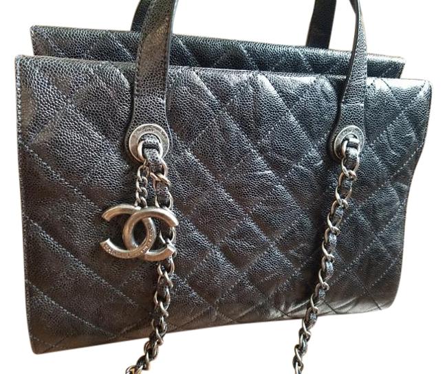 Chanel Timeless Crave Black Glazed Caviar Tote