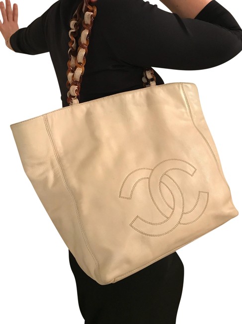 Chanel Bag Cream Leather Tote