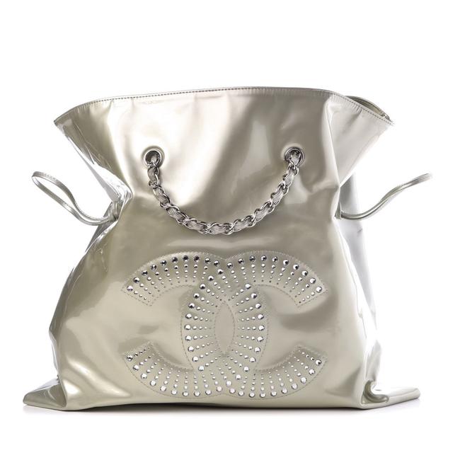 Chanel Crystal Strass Bonbons Silver Patent Leather Tote