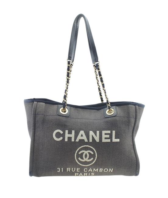 Chanel Deauville A67011 Medium 167456 Blue Canvas Tote