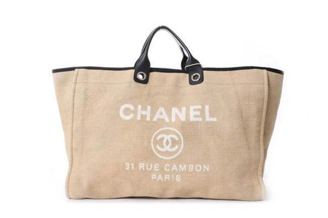 Chanel Deauville Burlywood Canvas Tote