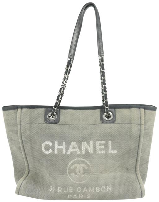 Chanel Deauville Chain 12ck1220 Grey Denim Tote