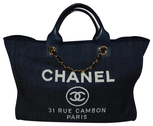 Chanel Deauville Denim Blue Canvas Tote