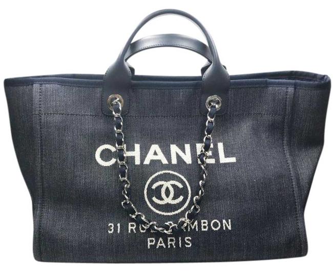 Chanel Deauville Bag Denim Large Blue Canvas Tote