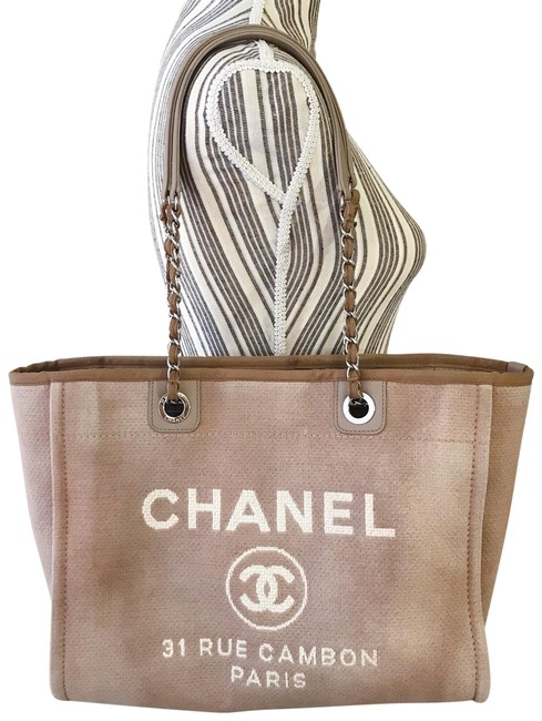 Chanel Deauville Bag Ecru Fabric Tote