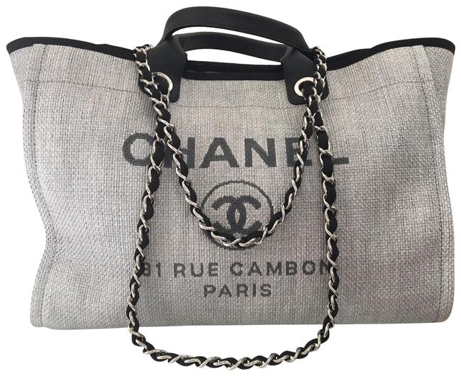 Chanel Deauville Gray Tweed Tote
