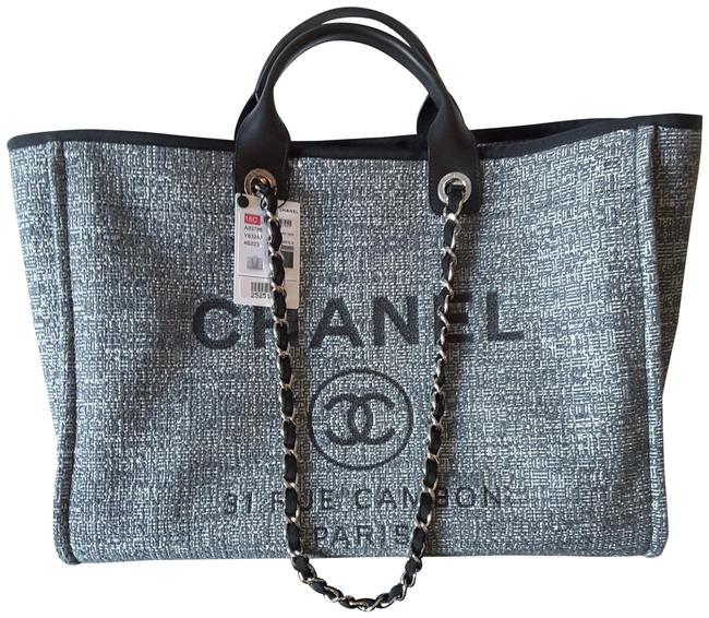 Chanel Deauville Grey Canvas Tote