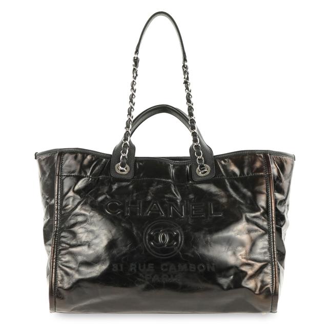 Chanel Deauville Large Black Leather Tote