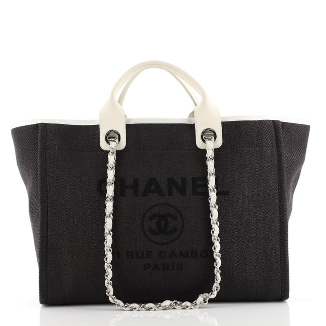 Chanel Deauville Large Black Raffia Tote