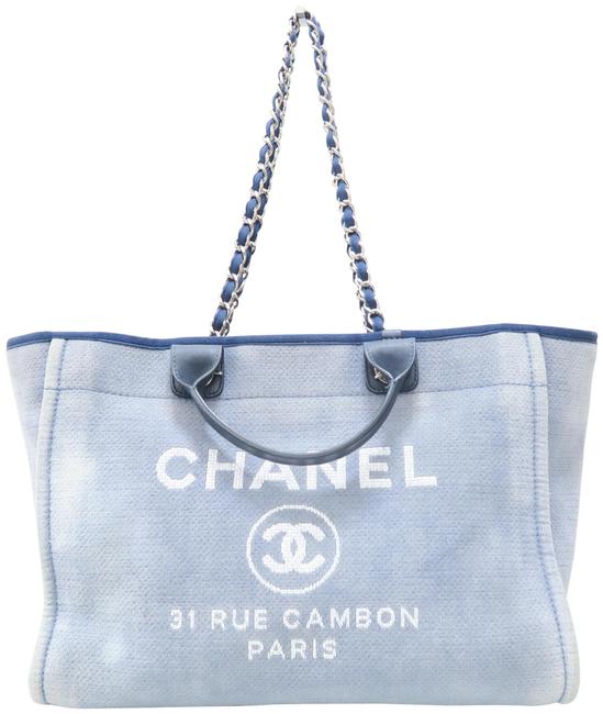 Chanel Deauville Large Blue Canvas Tote