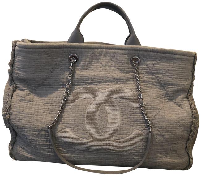 Chanel Deauville Large Double Face Grey Canvas Tote