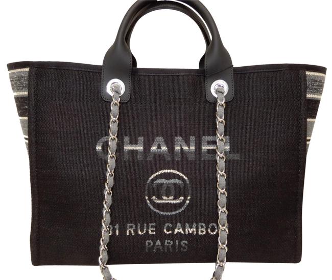 Chanel Deauville Bag Large Fall 2018 Black Canvas Tote