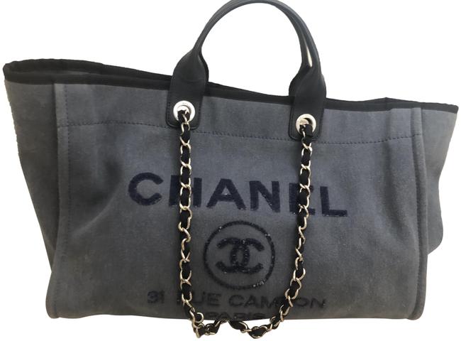 Chanel Deauville Large Sequin Blue Canvas Tote