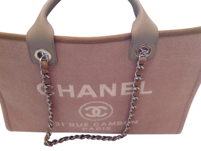 Chanel Deauville Large Tan Canvas Tote