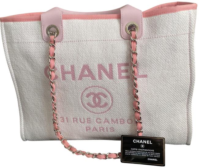 Chanel Deauville Large Woven Look Fabric Tote