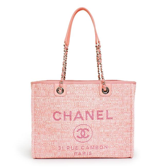 Chanel Deauville Bag Medium A67001 Pink Canvas Tote
