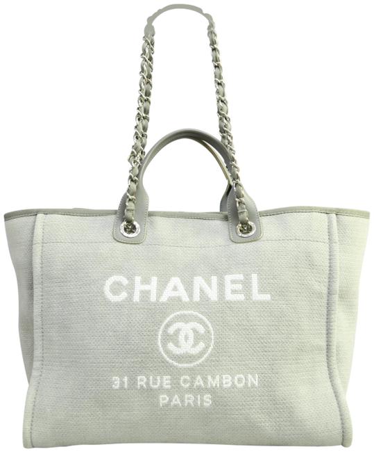 Chanel Deauville Medium Grey Woven Tote