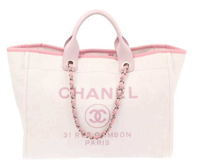 Chanel Deauville Medium Pink Canvas Tote