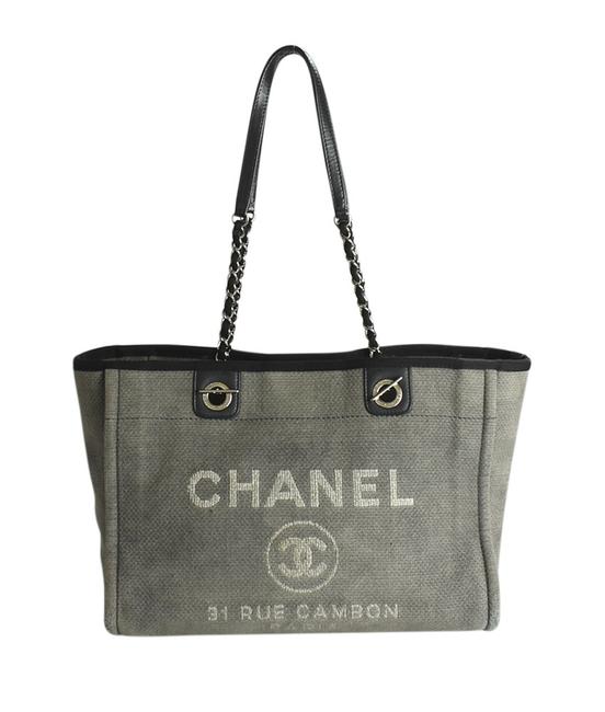 Chanel Deauville Medium Totebag 187720 Grey Canvas Tote