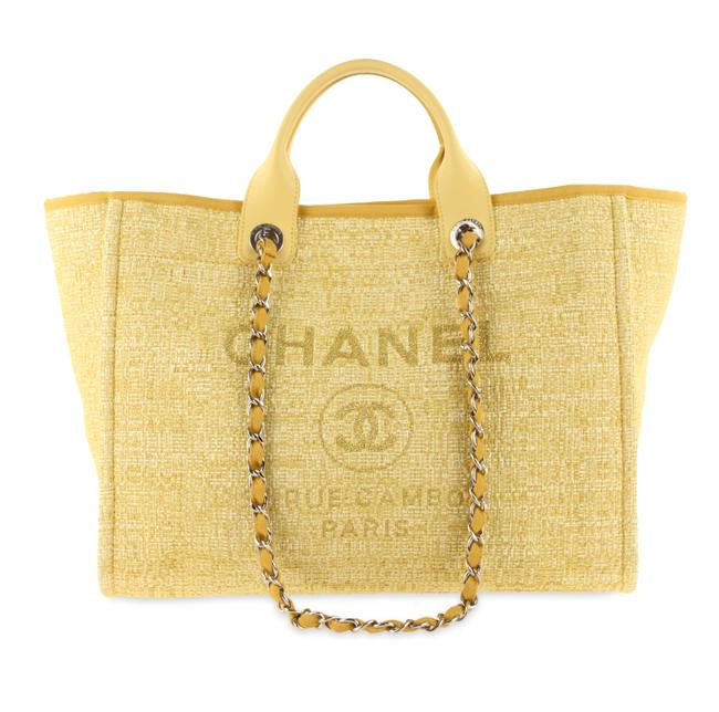 Chanel Deauville Medium Yellow Canvas Tote