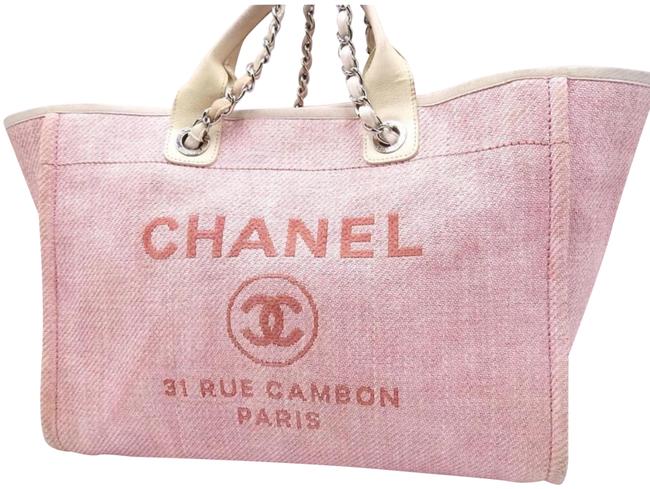 Chanel Deauville Pink Canvas Tote