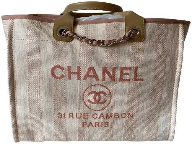 Chanel Deauville Pink CanvasLambskin Tote