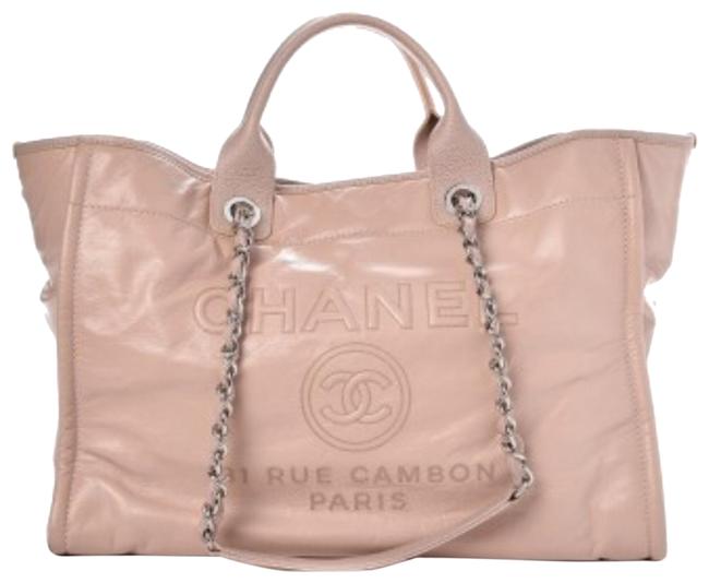 Chanel Deauville PinkBlushNude Calfskin Leather Tote