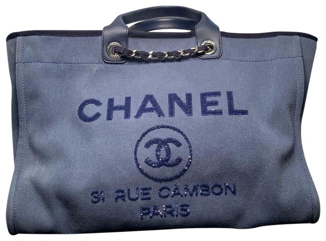 Chanel Deauville Sequin Blue CanvasDenim Tote