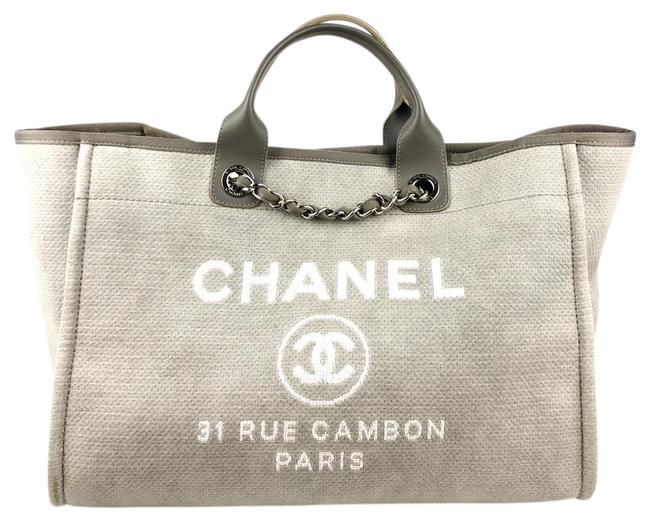 Chanel Deauville Shopper Grey Canvas Tote