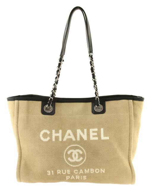 Chanel Deauville Small Brown Canvas Tote