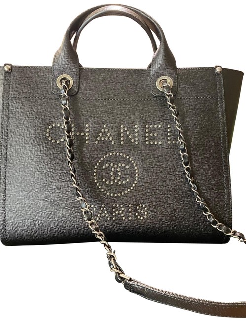 Chanel Deauville Studded Leather Tote