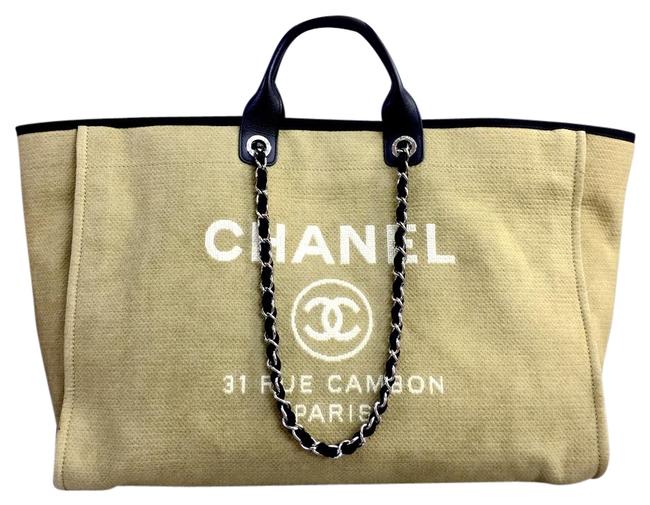 Chanel Deauville XL Burlywood Canvas Tote