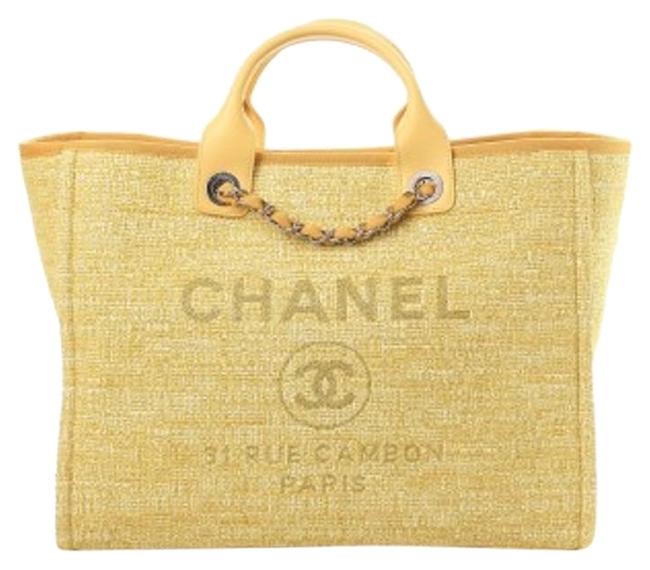 Chanel Deauville Yellow Canvas Tote