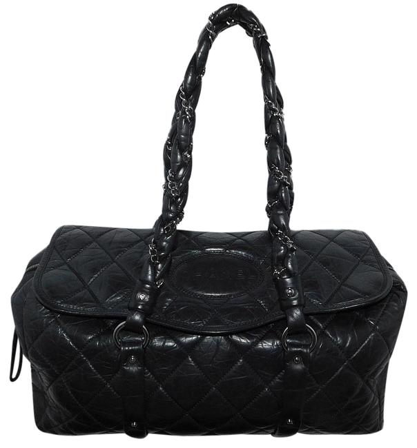 Chanel Distressed Quilted Lady Braid B109 Black Lambskin Leather Tote
