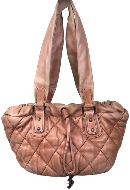 Chanel Drawstring Bubble Quilted Cc #26122 Pink Lambskin Leather Tote