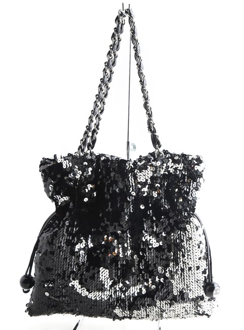 Chanel Drawstring Summer Night Black Sequin Tote