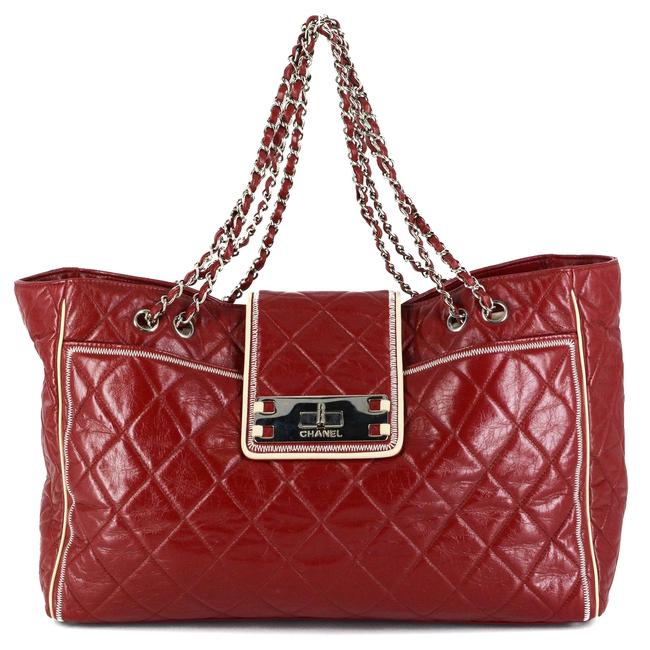 Chanel East West Lambskin Quilted Large Tote