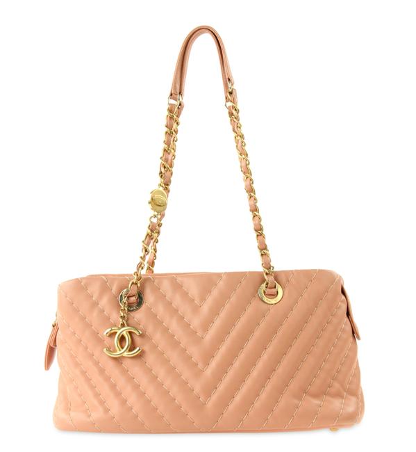 Chanel Surpique East west Pink Lambskin Leather Tote