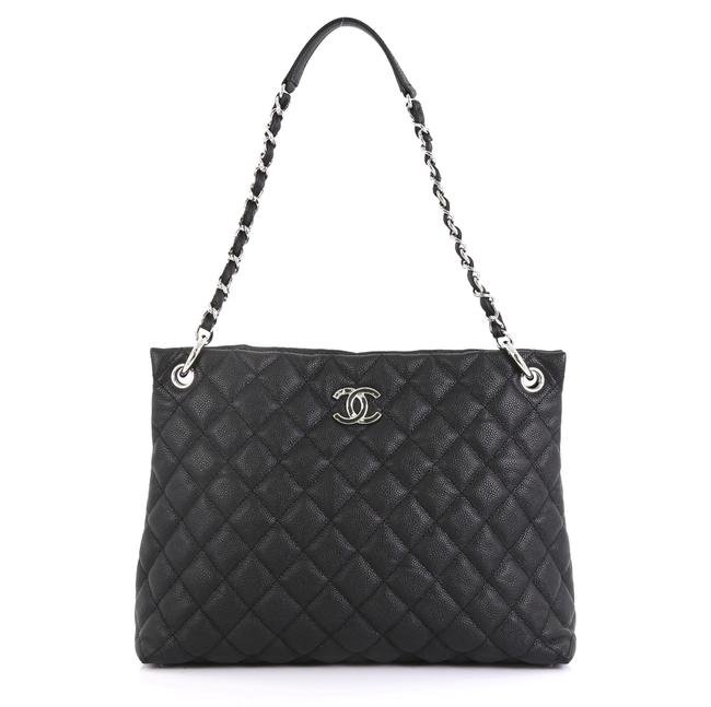 Chanel Easy Quilted Caviar Large Black Leather Tote