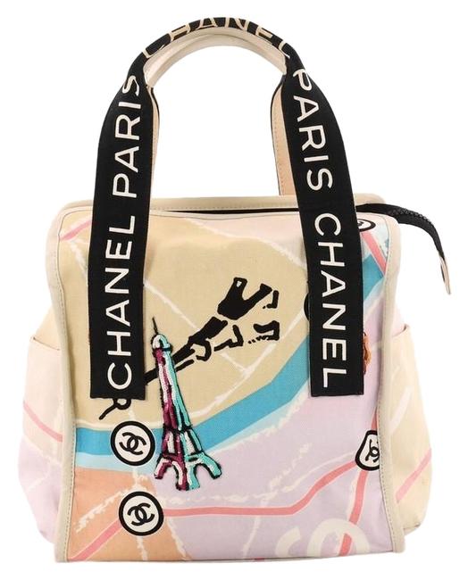 Chanel Eiffel Printed Large Beige Canvas Tote