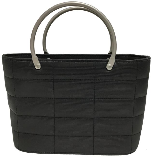 Chanel Evening Mini Quilted Gray Nylon Tote